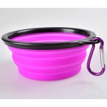 Folding Silicone pet dog bowl with Carabiner hook