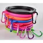 Folding Silicone pet dog bowl with Carabiner hook